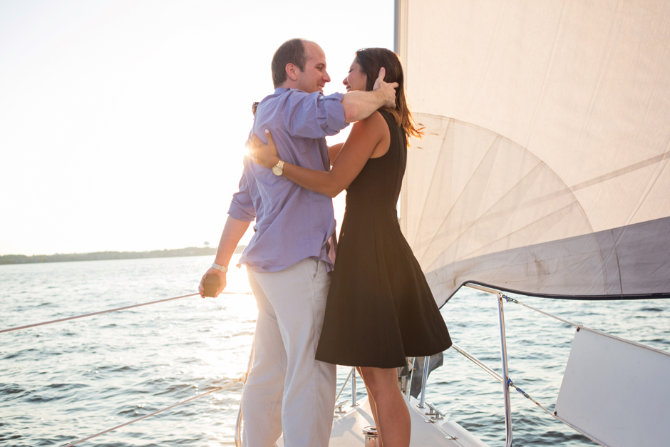 Sailboat proposal on the Chesapeake Bay in Annapolis Maryland by wedding photographer Christa Rae Photography
