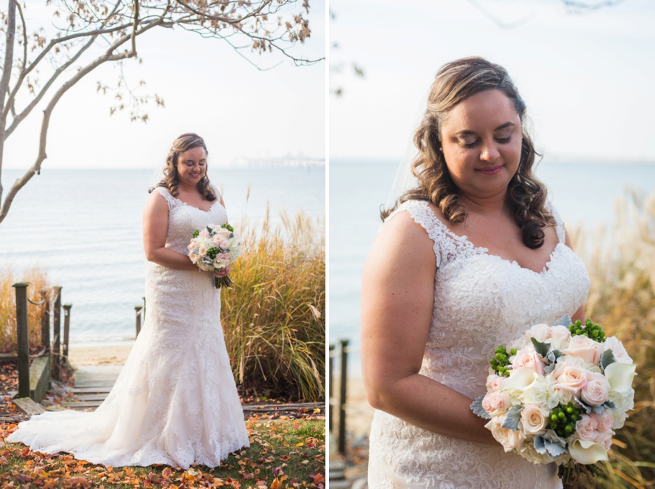 Indoor fall wedding at Chesapeake Bay Beach Club in Stevensville by Maryland wedding photographer Christa Rae Photography