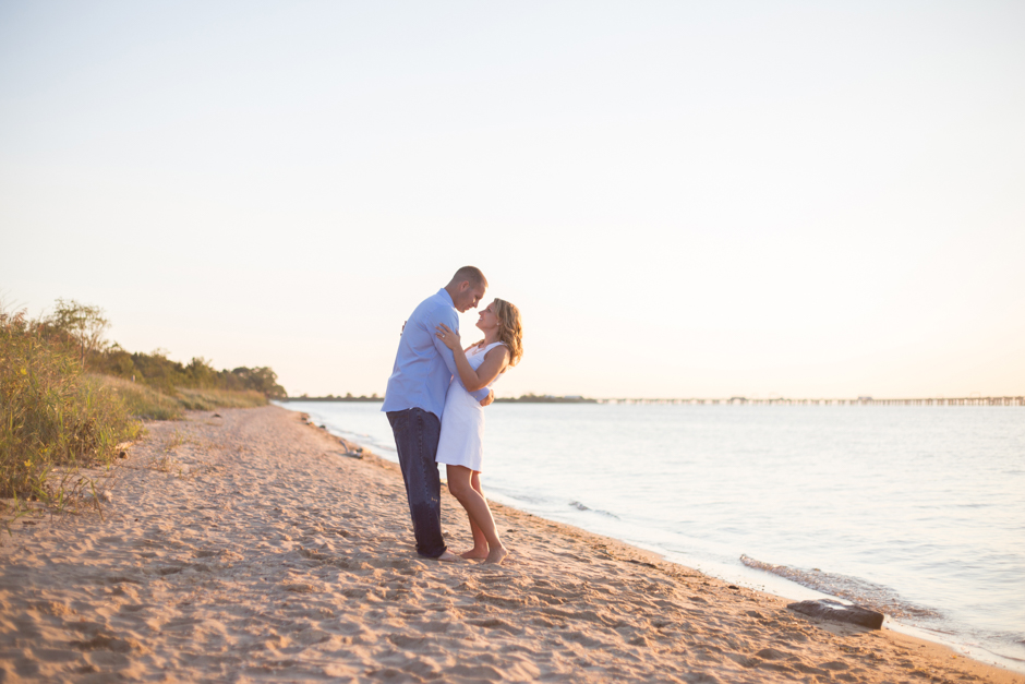 Beach engagement photos at Terrapin Beach Park in Stevensville by Maryland Wedding photographer Christa Rae Photography