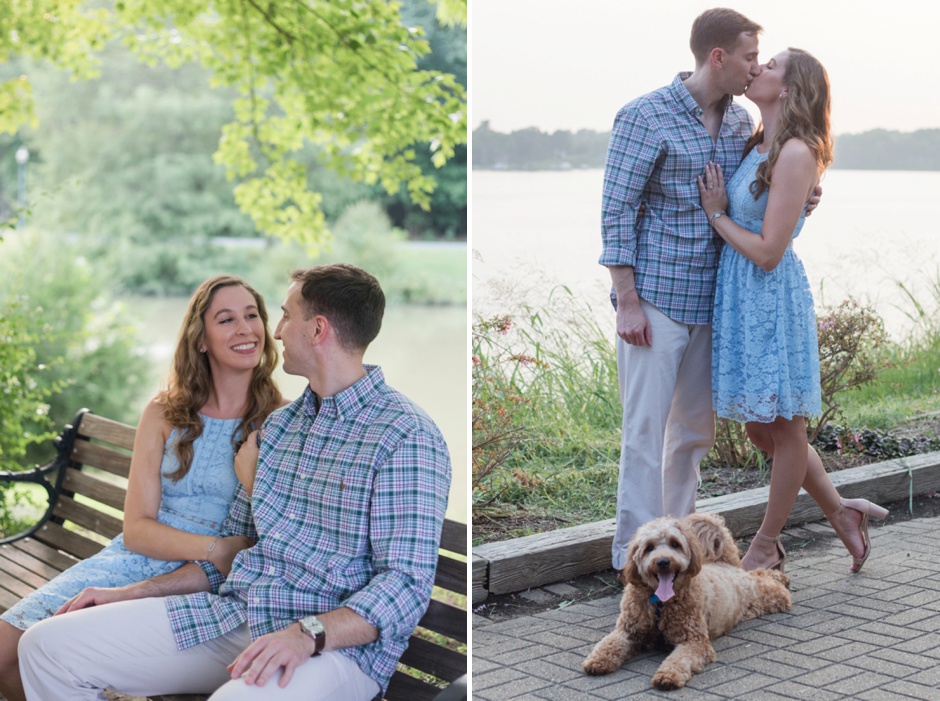 Summer engagement session with dog at Quiet Waters Park in Annapolis, Maryland by wedding photographer Christa Rae Photography