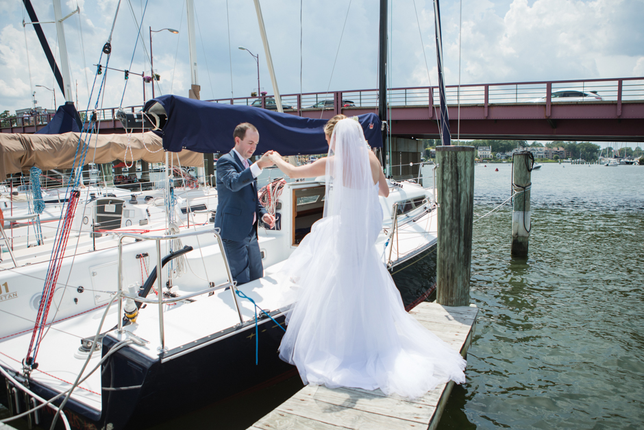 June wedding at Annapolis Yacht Club with ceremony at St. Margaret's Church photographed by Maryland Wedding Photographer, Christa Rae Photography