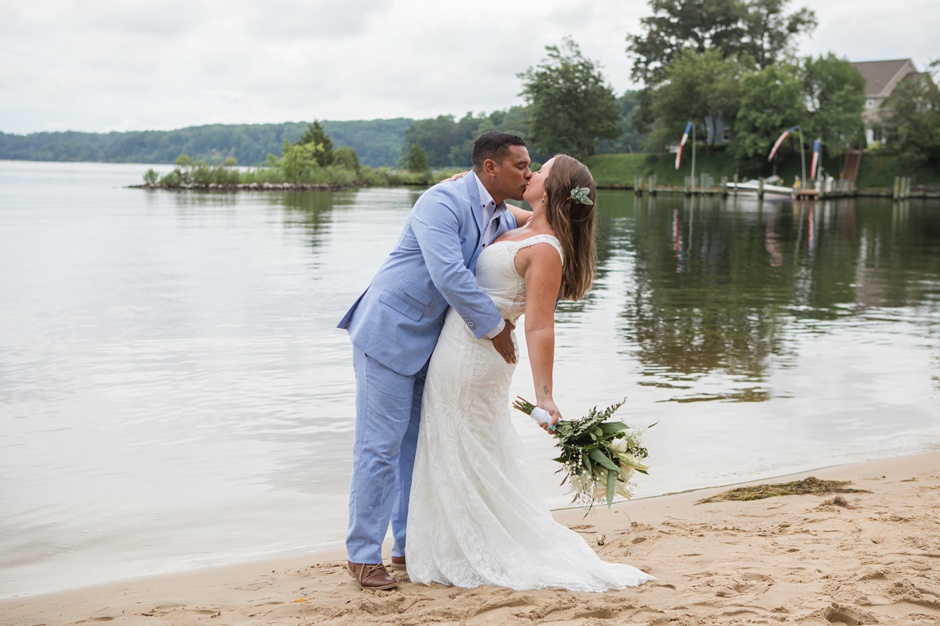 Microwedding summer 2020 private beach in Annapolis photographed by Maryland wedding photographer, Christa Rae Photography